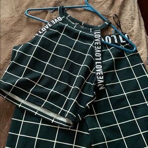 Green and White Striped Set